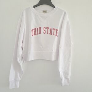 Chicka-d Ohio State Buckeyes White Corded Boxy Crew Sweatshirt